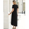 image:imageANRABESS Womens Summer Maxi Dress V Neck Short Sleeve Slit Side Shirt Dress Loose Fit Travel Beach Dress with PocketsBlack