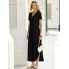 image:imageANRABESS Womens Summer Maxi Dress V Neck Short Sleeve Slit Side Shirt Dress Loose Fit Travel Beach Dress with PocketsBlack