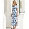 image:imageANRABESS Womens Summer Maxi Dress V Neck Short Sleeve Slit Side Shirt Dress Loose Fit Travel Beach Dress with PocketsBlue White Floral