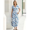 image:imageANRABESS Womens Summer Maxi Dress V Neck Short Sleeve Slit Side Shirt Dress Loose Fit Travel Beach Dress with PocketsBlue White Floral