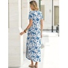 image:imageANRABESS Womens Summer Maxi Dress V Neck Short Sleeve Slit Side Shirt Dress Loose Fit Travel Beach Dress with PocketsBlue White Floral