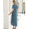 image:imageANRABESS Womens Summer Maxi Dress V Neck Short Sleeve Slit Side Shirt Dress Loose Fit Travel Beach Dress with PocketsBlue White Green Floral