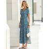 image:imageANRABESS Womens Summer Maxi Dress V Neck Short Sleeve Slit Side Shirt Dress Loose Fit Travel Beach Dress with PocketsBlue White Green Floral
