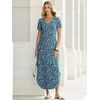 image:imageANRABESS Womens Summer Maxi Dress V Neck Short Sleeve Slit Side Shirt Dress Loose Fit Travel Beach Dress with PocketsBlue White Green Floral