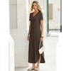 image:imageANRABESS Womens Summer Maxi Dress V Neck Short Sleeve Slit Side Shirt Dress Loose Fit Travel Beach Dress with PocketsBrown