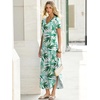 image:imageANRABESS Womens Summer Maxi Dress V Neck Short Sleeve Slit Side Shirt Dress Loose Fit Travel Beach Dress with PocketsGreen White Floral