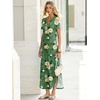 image:imageANRABESS Womens Summer Maxi Dress V Neck Short Sleeve Slit Side Shirt Dress Loose Fit Travel Beach Dress with PocketsGreen Yellow Rose Floral