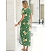 image:imageANRABESS Womens Summer Maxi Dress V Neck Short Sleeve Slit Side Shirt Dress Loose Fit Travel Beach Dress with PocketsGreen Yellow Rose Floral