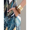 image:imageANRABESS Womens Summer Maxi Dress V Neck Short Sleeve Slit Side Shirt Dress Loose Fit Travel Beach Dress with PocketsLeaf Printed