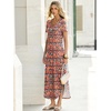 image:imageANRABESS Womens Summer Maxi Dress V Neck Short Sleeve Slit Side Shirt Dress Loose Fit Travel Beach Dress with PocketsOrange Blue Diamonds
