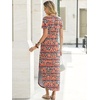 image:imageANRABESS Womens Summer Maxi Dress V Neck Short Sleeve Slit Side Shirt Dress Loose Fit Travel Beach Dress with PocketsOrange Blue Diamonds