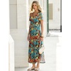 image:imageANRABESS Womens Summer Maxi Dress V Neck Short Sleeve Slit Side Shirt Dress Loose Fit Travel Beach Dress with PocketsOrange Blue Floral