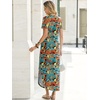 image:imageANRABESS Womens Summer Maxi Dress V Neck Short Sleeve Slit Side Shirt Dress Loose Fit Travel Beach Dress with PocketsOrange Blue Floral