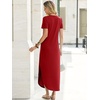 image:imageANRABESS Womens Summer Maxi Dress V Neck Short Sleeve Slit Side Shirt Dress Loose Fit Travel Beach Dress with PocketsRed