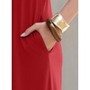 image:imageANRABESS Womens Summer Maxi Dress V Neck Short Sleeve Slit Side Shirt Dress Loose Fit Travel Beach Dress with PocketsRed
