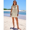 image:imageANRABESS Womens Swimsuit Cover Up Sleeveless Knit 2026 Summer Outfits Swimwear Bathing Suit Coverup Crochet Beach DressApricot