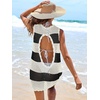 image:imageANRABESS Womens Swimsuit Cover Up Sleeveless Knit 2026 Summer Outfits Swimwear Bathing Suit Coverup Crochet Beach DressBlack White Stripe