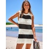 image:imageANRABESS Womens Swimsuit Cover Up Sleeveless Knit 2026 Summer Outfits Swimwear Bathing Suit Coverup Crochet Beach DressBlack White Stripe