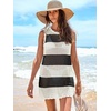 image:imageANRABESS Womens Swimsuit Cover Up Sleeveless Knit 2026 Summer Outfits Swimwear Bathing Suit Coverup Crochet Beach DressBlack White Stripe