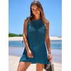 image:imageANRABESS Womens Swimsuit Cover Up Sleeveless Knit 2026 Summer Outfits Swimwear Bathing Suit Coverup Crochet Beach DressCyan
