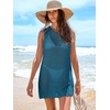 image:imageANRABESS Womens Swimsuit Cover Up Sleeveless Knit 2026 Summer Outfits Swimwear Bathing Suit Coverup Crochet Beach DressCyan