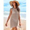 image:imageANRABESS Womens Swimsuit Cover Up Sleeveless Knit 2026 Summer Outfits Swimwear Bathing Suit Coverup Crochet Beach DressKhaki