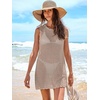 image:imageANRABESS Womens Swimsuit Cover Up Sleeveless Knit 2026 Summer Outfits Swimwear Bathing Suit Coverup Crochet Beach DressKhaki