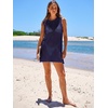 image:imageANRABESS Womens Swimsuit Cover Up Sleeveless Knit 2026 Summer Outfits Swimwear Bathing Suit Coverup Crochet Beach DressNavy Blue
