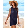image:imageANRABESS Womens Swimsuit Cover Up Sleeveless Knit 2026 Summer Outfits Swimwear Bathing Suit Coverup Crochet Beach DressNavy Blue