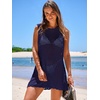 image:imageANRABESS Womens Swimsuit Cover Up Sleeveless Knit 2026 Summer Outfits Swimwear Bathing Suit Coverup Crochet Beach DressNavy Blue