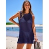image:imageANRABESS Womens Swimsuit Cover Up Sleeveless Knit 2026 Summer Outfits Swimwear Bathing Suit Coverup Crochet Beach DressNavy Blue