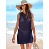 image:imageANRABESS Womens Swimsuit Cover Up Sleeveless Knit 2026 Summer Outfits Swimwear Bathing Suit Coverup Crochet Beach DressNavy Blue