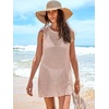 image:imageANRABESS Womens Swimsuit Cover Up Sleeveless Knit 2026 Summer Outfits Swimwear Bathing Suit Coverup Crochet Beach DressPink
