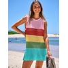 image:imageANRABESS Womens Swimsuit Cover Up Sleeveless Knit 2026 Summer Outfits Swimwear Bathing Suit Coverup Crochet Beach DressRainbow