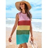 image:imageANRABESS Womens Swimsuit Cover Up Sleeveless Knit 2026 Summer Outfits Swimwear Bathing Suit Coverup Crochet Beach DressRainbow