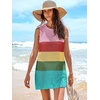 image:imageANRABESS Womens Swimsuit Cover Up Sleeveless Knit 2026 Summer Outfits Swimwear Bathing Suit Coverup Crochet Beach DressRainbow
