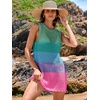 image:imageANRABESS Womens Swimsuit Cover Up Sleeveless Knit 2026 Summer Outfits Swimwear Bathing Suit Coverup Crochet Beach DressRainbow Stripes