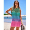 image:imageANRABESS Womens Swimsuit Cover Up Sleeveless Knit 2026 Summer Outfits Swimwear Bathing Suit Coverup Crochet Beach DressRainbow Stripes
