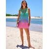 image:imageANRABESS Womens Swimsuit Cover Up Sleeveless Knit 2026 Summer Outfits Swimwear Bathing Suit Coverup Crochet Beach DressRainbow Stripes