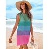 image:imageANRABESS Womens Swimsuit Cover Up Sleeveless Knit 2026 Summer Outfits Swimwear Bathing Suit Coverup Crochet Beach DressRainbow Stripes