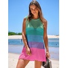 image:imageANRABESS Womens Swimsuit Cover Up Sleeveless Knit 2026 Summer Outfits Swimwear Bathing Suit Coverup Crochet Beach DressRainbow Stripes
