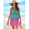 image:imageANRABESS Womens Swimsuit Cover Up Sleeveless Knit 2026 Summer Outfits Swimwear Bathing Suit Coverup Crochet Beach DressRainbow Stripes