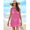 image:imageANRABESS Womens Swimsuit Cover Up Sleeveless Knit 2026 Summer Outfits Swimwear Bathing Suit Coverup Crochet Beach DressRose