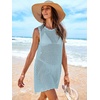 image:imageANRABESS Womens Swimsuit Cover Up Sleeveless Knit 2026 Summer Outfits Swimwear Bathing Suit Coverup Crochet Beach DressSky Blue