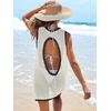 image:imageANRABESS Womens Swimsuit Cover Up Sleeveless Knit 2026 Summer Outfits Swimwear Bathing Suit Coverup Crochet Beach DressWhite Black