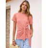image:imageANRABESS Womens Tops Summer Short Sleeve Crewneck Tie Waist Shirts Dressy Casual Blouse Tee 2026 Business Work Trendy ClothesCoral