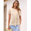 image:imageANRABESS Womens Tops Summer Short Sleeve Crewneck Tie Waist Shirts Dressy Casual Blouse Tee 2026 Business Work Trendy ClothesParchment