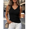 image:imageANRABESS Womens V Neck Tank Tops Soft Comfy Ribbed Knit Slim Fitted Going Out Shirts Summer Outfits for Travel Work DailyBlack