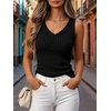 image:imageANRABESS Womens V Neck Tank Tops Soft Comfy Ribbed Knit Slim Fitted Going Out Shirts Summer Outfits for Travel Work DailyBlack