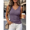 image:imageANRABESS Womens V Neck Tank Tops Soft Comfy Ribbed Knit Slim Fitted Going Out Shirts Summer Outfits for Travel Work DailyPurple